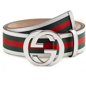 Men’s GREEN/RED/WHITE VINTAGE LEATHER GUCCI BELT